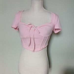 SHEIN Pink Bow Tie Crop Top Size XS